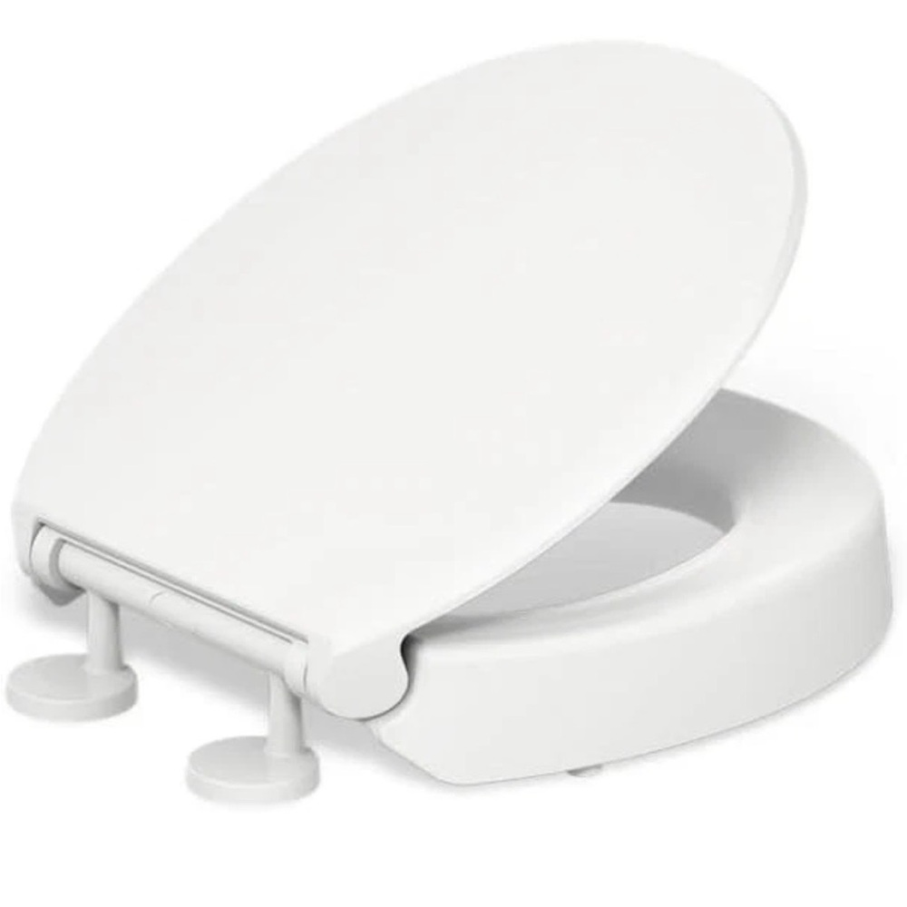 KOHLER Hyten 3" Elevated Toilet Seat Quiet Soft-Close Round Seat (White)